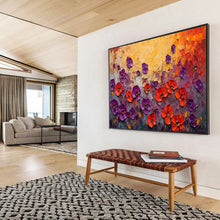 Load image into Gallery viewer, Hand - painted Large - scale Textured Poppies Field Acrylic Art for Vibrant Living Rooms LargeART1765
