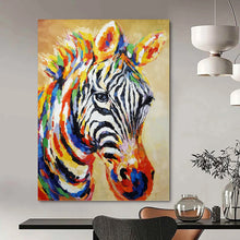 Load image into Gallery viewer, “Colorful Zebra Portrait” - Vibrant Animal Art on Canvas DKH1442
