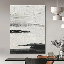 Load image into Gallery viewer, “Minimalist Shores” – Thin black lines, textured white, suggesting distant coasts DTP369
