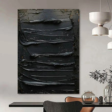 Load image into Gallery viewer, Monochromatic Black Textured Abstract - Fits Minimalist Bedroom &amp; Study LargeART2356
