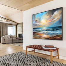 Load image into Gallery viewer, Large - Scale Hand - painted Seaside Sunset Ideal for Living Room Sofa Backdrop LargeART1595
