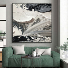 Load image into Gallery viewer, Black - White Swirled Textures Art – Ideal for Dramatic Dining Room &amp; Avant - Garde Fashion Boutique LargeART0713

