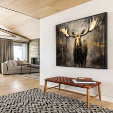 Load image into Gallery viewer, Moody Moose with Golden Accents Abstract acrylic painting DLZ079
