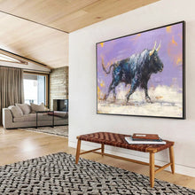 Load image into Gallery viewer, Hand - painted Expressive Bull Painting Acrylic Art for Bold Home Offices LargeART1741
