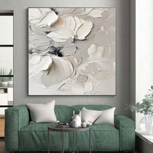 Load image into Gallery viewer, Oversized Textured White Floral Art for Elegant Bedroom &amp; Chic Boutique LargeART0517
