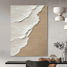 Load image into Gallery viewer, “Beige &amp; White Textured Abstraction” - Minimalist Plaster - like Art on Canvas DKH1476
