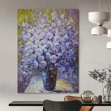 Load image into Gallery viewer, “Impressionistic Purple Flower Bouquet” - Purple, White Floral Art on Canvas DKH1346
