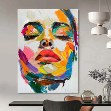 Load image into Gallery viewer, “Expressive Color - Filled Face” – Abstract Portrait Oil Painting with Vivid Brushstrokes DTP090
