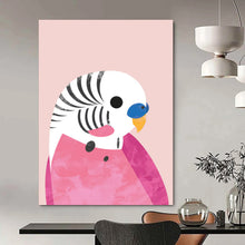 Load image into Gallery viewer, Pink - Hued Parakeet Charm – Whimsical Bird Illustration with Playful Colors DTP227
