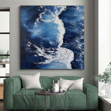 Load image into Gallery viewer, Textured Blue and White Ocean Waves Acrylic Art - Suited for Nautical - themed Living Room &amp; Coastal Spa LargeART0669
