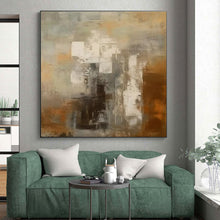 Load image into Gallery viewer, Gray and Brown Abstract Mosaic Acrylic Art - Ideal for Industrial - chic Bathroom &amp; Minimalist Study LargeART0602
