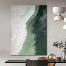 Load image into Gallery viewer, Textured Green and White Abstract Art for Coastal Home Hallway &amp; Art - focused Spa LargeART0938

