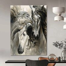 Load image into Gallery viewer, “Majestic Horses in Motion” - Impressionistic Equine Art on Canvas DKH1644
