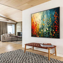 Load image into Gallery viewer, Textured Floral Abstract Painting on Canvas - “Colorful Foliage” DKH711
