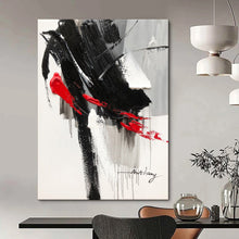 Load image into Gallery viewer, Black &amp; Red Bold Abstract Painting, Perfect for Edgy Living Room &amp; Creative Studio LargeART2088
