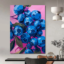 Load image into Gallery viewer, Vivid Blueberries on Pink Abstract Painting, Ideal for Modern Kitchen &amp; Dining Room LargeART2013
