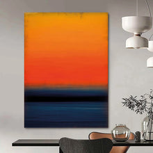 Load image into Gallery viewer, “Orange and Blue Gradient Sunset Revisited” - Color - Field Sunset Art on Canvas DKH1603
