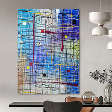 Load image into Gallery viewer, “Colorful Web - Like Abstract” - Expressive Line Art on Canvas DKH1583
