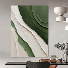 Load image into Gallery viewer, “Green &amp; White Textured Waves” - Nature - inspired Abstract Art on Canvas DKH1481
