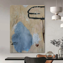 Load image into Gallery viewer, Beige &amp; Blue Abstract Painting, Ideal for Minimalist Living Room &amp; Neutral - Toned Office LargeART1414
