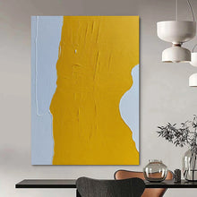 Load image into Gallery viewer, “Yellow Rhythm” – Bold yellow shape with textured brushstrokes against light gray DTP351
