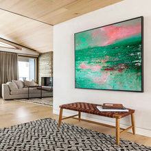 Load image into Gallery viewer, Green - Blue Abstract Sea Painting On Canvas DKH398
