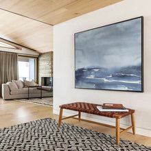 Load image into Gallery viewer, Monochromatic Blue Abstract Seascape for Coastal Bedroom &amp; Relaxing Reading Nook DKH168

