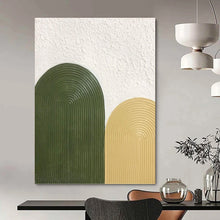 Load image into Gallery viewer, “Green and Yellow Textured Arches” - Green, Yellow Abstract Art on Canvas DKH1176
