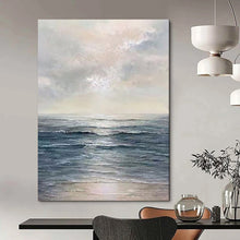 Load image into Gallery viewer, Blue &amp; White Seascape Abstract Painting, Ideal for Relaxing Bathroom &amp; Coastal Bedroom LargeART2101
