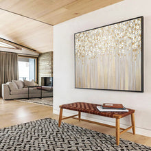 Load image into Gallery viewer, White Flower and Gold Painting on Canvas - “Elegant Garden” DKH787
