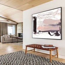 Load image into Gallery viewer, Elegant Black - White - Pink Abstract Acrylic painting DLZ143
