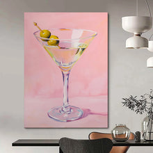 Load image into Gallery viewer, Classic Martini on Pink Abstract Painting, Ideal for Chic Bar Area &amp; Sophisticated Lounge LargeART2016
