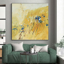 Load image into Gallery viewer, Golden Field with Blue Flowers Art – Ideal for Rustic Kitchen &amp; Cozy Reading Nook LargeART0707
