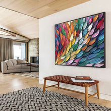 Load image into Gallery viewer, Colorful Feather - Like Abstract Painting on Canvas - “Wings of Color” DKH689

