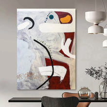 Load image into Gallery viewer, “Colorful Abstract Fusion” - Grey, Red, and Blue Shape Art, Abstract Painting on Canvas DKH1091
