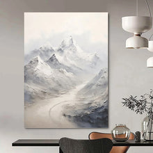Load image into Gallery viewer, “Misty Mountain Valley in Grey and White” - Grey, White Abstract Art on Canvas DKH1264
