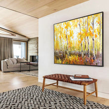 Load image into Gallery viewer, “Golden Autumn Forest” - Landscape Abstract Acrylic Art, Great for Living Room and Fireplace Area DLZ212
