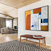 Load image into Gallery viewer, Hand - painted Substantial Textured Geometric Abstract in Warm Colors Acrylic Art for Cozy Family Rooms LargeART1807
