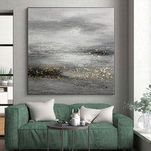 Load image into Gallery viewer, Oversized Gray - Gold Abstract Landscape Acrylic for Luxury Bedroom &amp; Sophisticated Office LargeART0345
