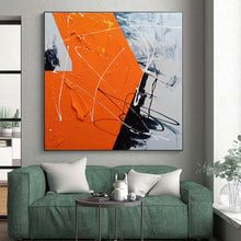 Load image into Gallery viewer, Oversized Orange and Black Dynamic Abstract Acrylic for Modern Dance Studio &amp; Edgy Home Bar LargeART0325
