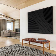 Load image into Gallery viewer, Wavy Black Textured Abstract Art for Modern Entryway &amp; Sophisticated Bar DKH098
