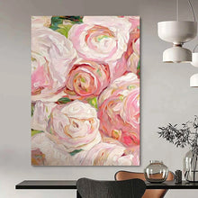 Load image into Gallery viewer, “Impressionistic Pink Roses” Abstract Floral Painting on Canvas, Romantic Decor DKH983
