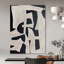 Load image into Gallery viewer, Hand - painted Extensive Black - White Geometric Abstract Acrylic Art for Minimalist Galleries LargeART0132
