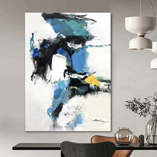 Load image into Gallery viewer, Blue &amp; Black Dynamic Abstract Painting, Ideal for Modern Lounge &amp; Artistic Office LargeART2085
