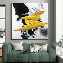 Load image into Gallery viewer, Oversized Black - Yellow Abstract Bold Acrylic for Dynamic Game Room LargeART0303
