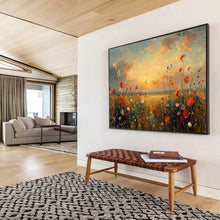 Load image into Gallery viewer, Sunset Flower Field Abstract Painting for Dreamy Nursery &amp; Romantic Restaurant DKH257

