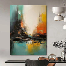 Load image into Gallery viewer, “Vibrant Urban Abstraction” Abstract Cityscape Painting on Canvas, Energetic Metropolitan Art DKH928
