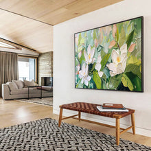Load image into Gallery viewer, White Flower “Blush Magnolias” Painting on Canvas, Romantic Floral Art DKH836
