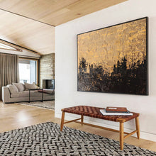 Load image into Gallery viewer, Gold &amp; Black Abstract Landscape Painting - Ideal for Rustic Home &amp; Art - Inspired Library DKH020
