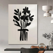 Load image into Gallery viewer, Minimalist Black - White Abstract Flower Art, Ideal for Contemporary Entryway &amp; Artistic Dining Area LargeART2042
